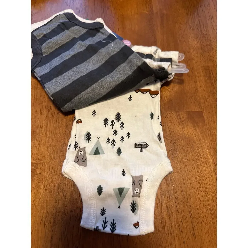 Gerber Preemie Baby Onesies 3-Pack Camping Bear Mountain Organic Cotton Neutral